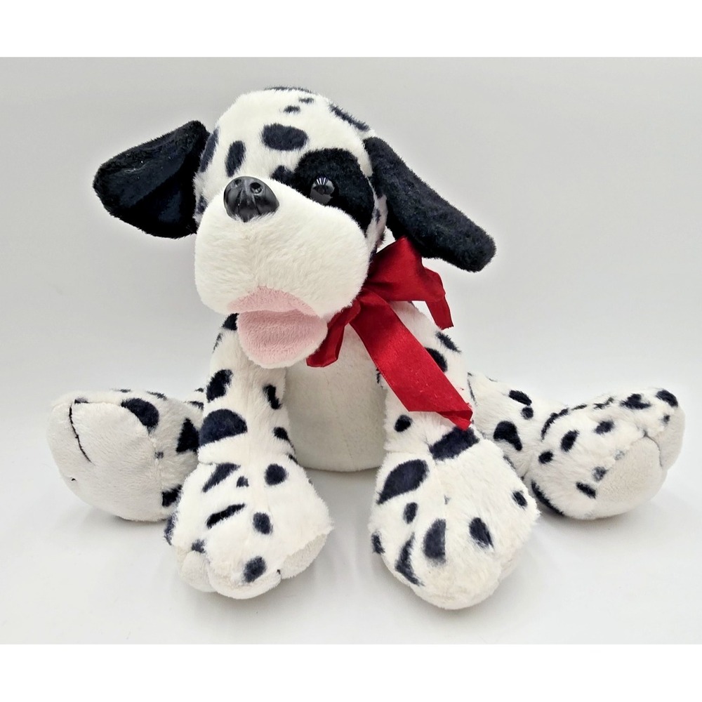 Animal Adventure Big Feet Dalmation Dog Puppy Stuffed Plush Red‎ Ribbon Bow